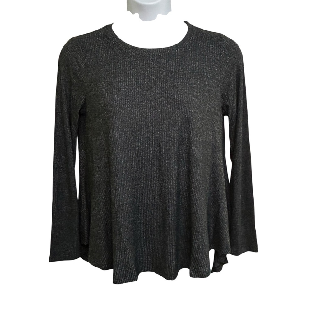 NWOT Philosophy Women’s Top Long Sleeve Gray Ribbed Soft Cozy Hi Low Sz Large